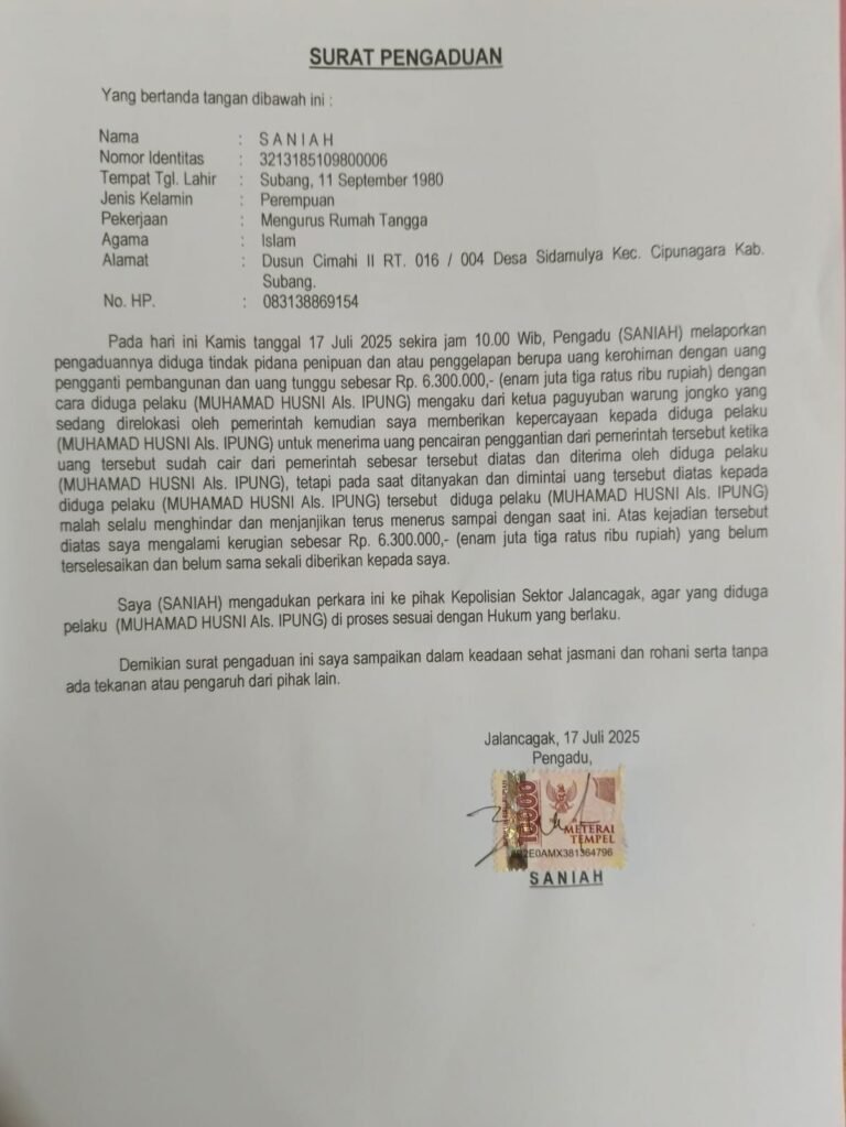 Lapor Polisi, Pedagang Di Jalancagak Merasa Dirugikan, Duit Kompensasi Dari Pemerintah Ditilep Oknum Aktivis