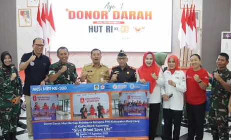 Pemkab Karawang dan Kodim 0604 Gelar Donor Darah Sambut HUT ke-80 RI