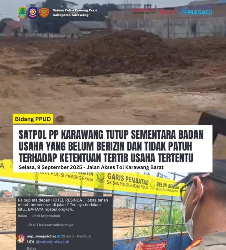 Satpol PP Karawang Tutup Sementara Usaha Tak Berizin dan Ganggu Ketertiban Umum